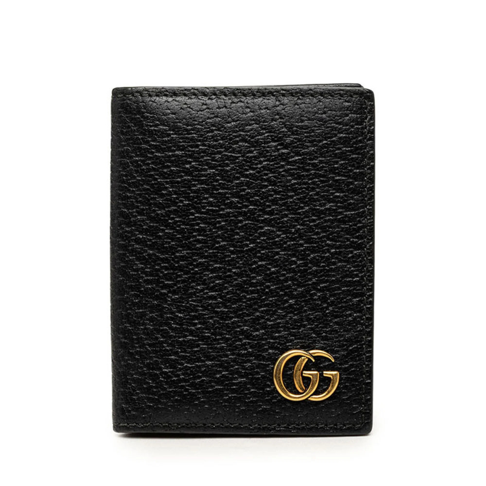 Gucci GG Marmont Business Card Holder/Card Case 428737 Black Leather Women's ...